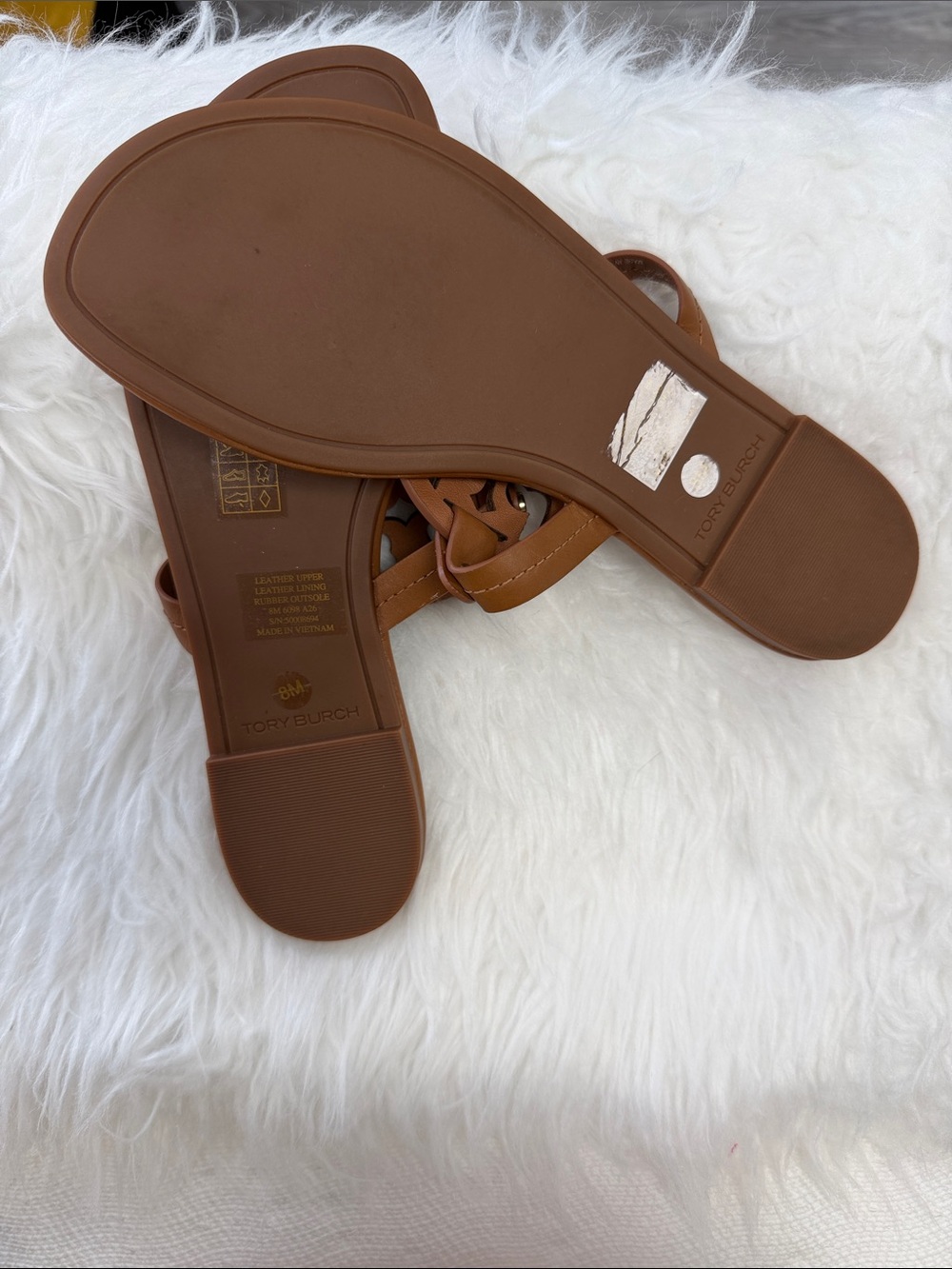 Tory Burch Brown Miller Logo Leather Thong Sandals - Picture 3 of 3